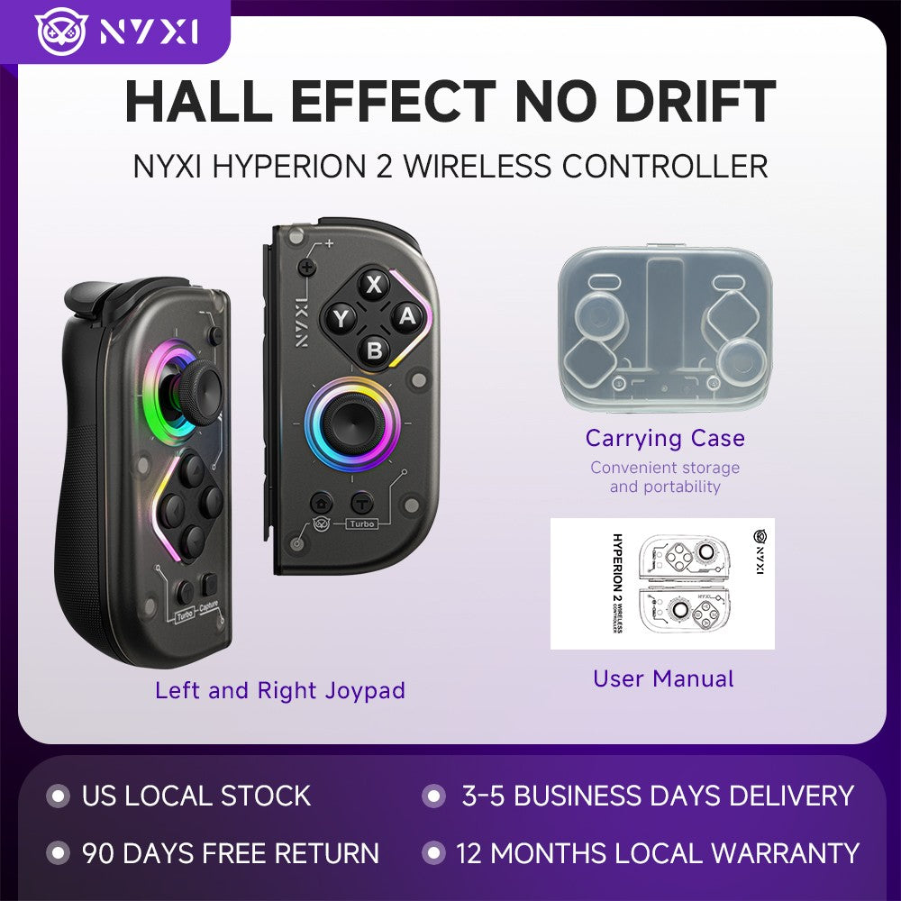 Hall Effect Switch Joycon, No Drift Wireless Controller for Nintendo Switch OLED Lite, NYXI Hyperion 2, US Stock Fast Delivery