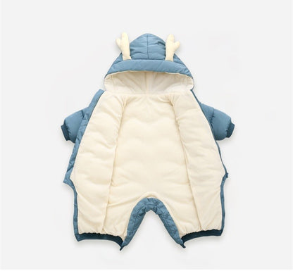 OLEKID 2025 Baby Winter Snowsuit Plus Velvet Thick Baby Boys Jumpsuit 0-2 Years Newborn Romper Baby Girls Overalls Toddler Coat