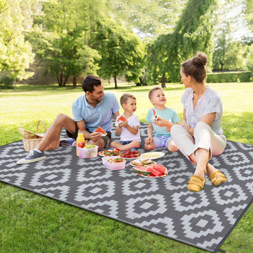 Outdoor Rug Plastic Straw Rug Modern Geometric Waterproof Rug Reversible Outdoor Floor Mat for Patio Porch Backyard Picnic Campi