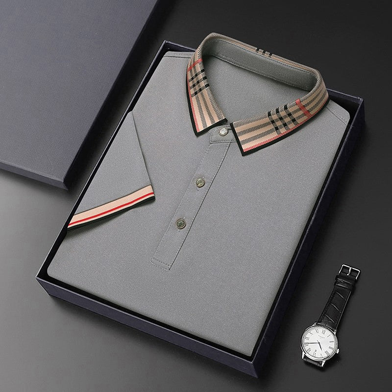 Original Quality Men's Polo Shirt High-End Striped Print Short Sleeve Classic Lapel T-Shirt Business Casual fashion Menswear Top