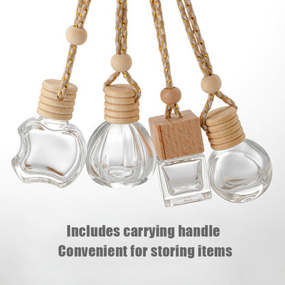 5PCS 8-12ml Empty Clear Glass Car Perfume Bottle Auto Air Freshener Car Decoration Pendant Essential Oil Diffuser Container