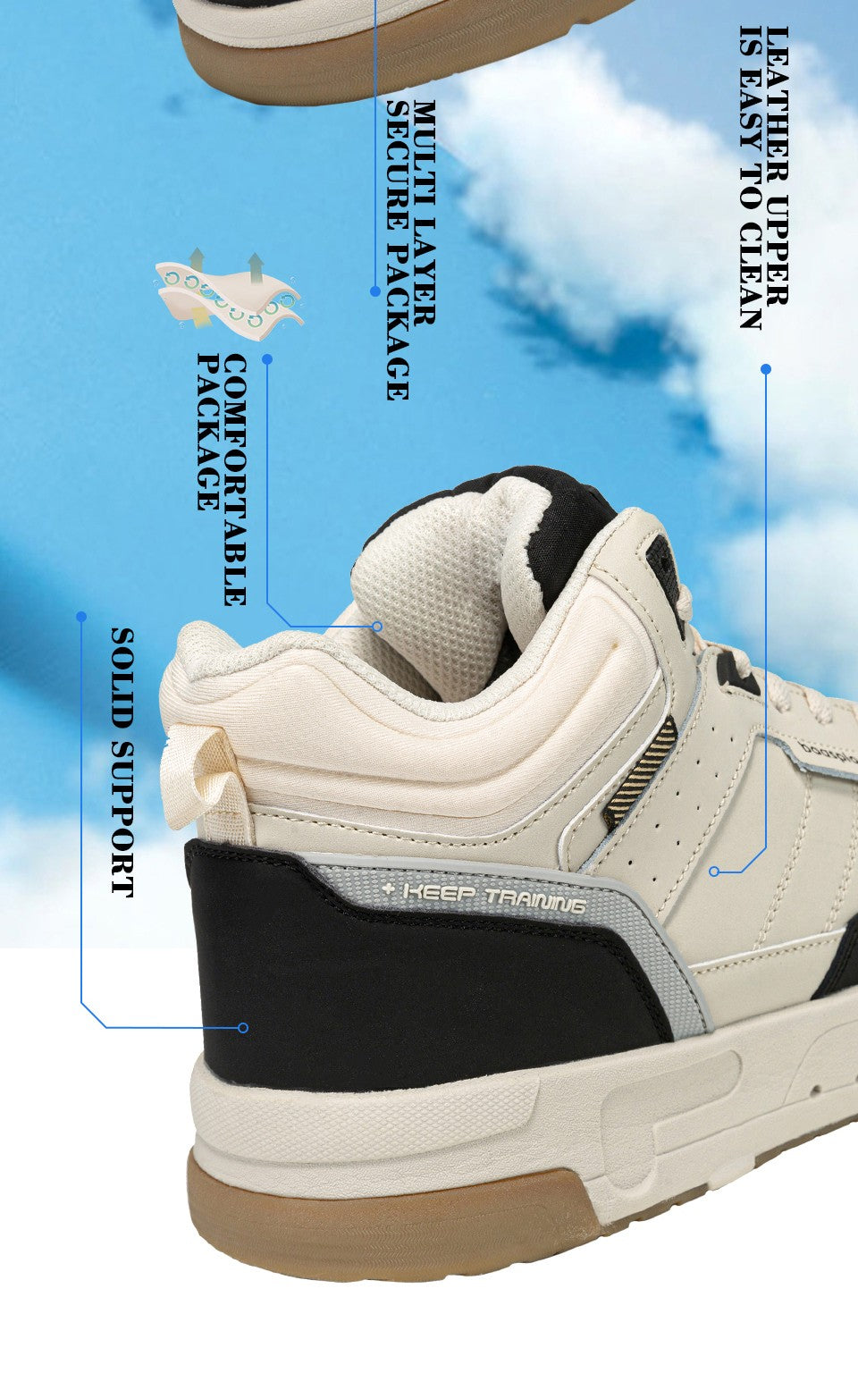 Baasploa Men Winter Sneakers Casual Skateboard Shoes for Men Comfort Plush Warm Cotton Shoes Non-Slip Outdoor Male Sneakers