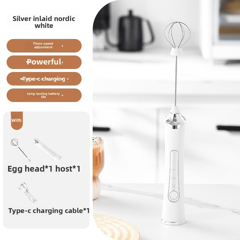 Máquina de café elétrica, batedor de ovos, espumador de bebidas portátil recarregável, batedor de geleia e creme portátil de 3 velocidades, liquidificador de cozinha