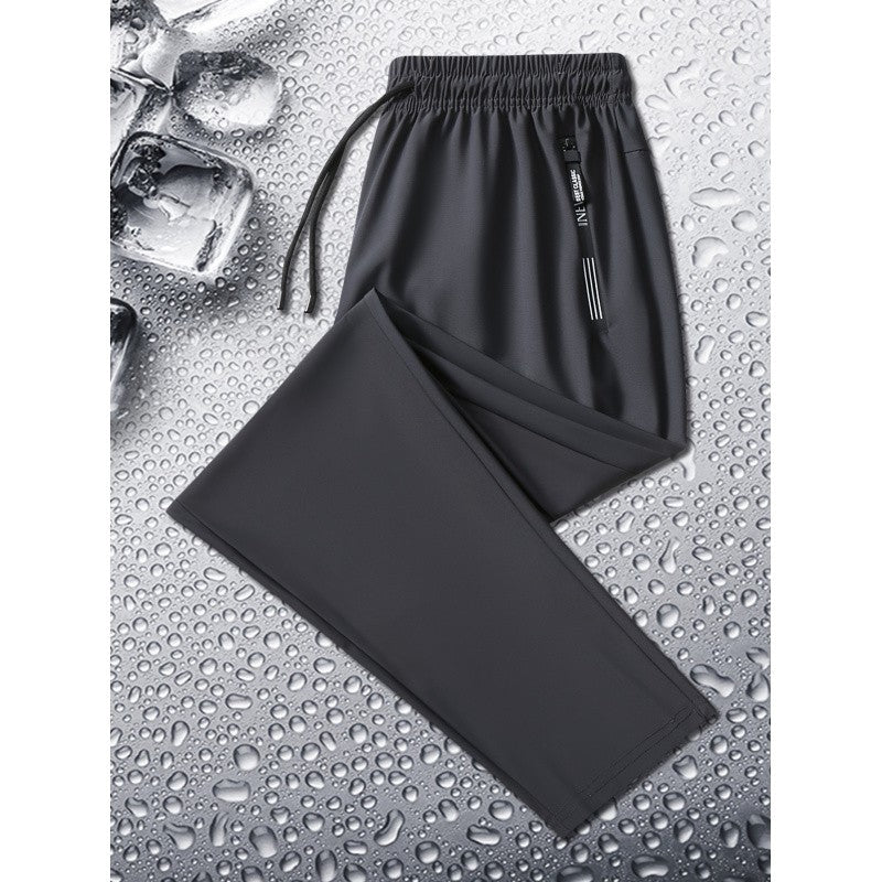 Calça Jogging Masculina de Verão Duas Cores Respirável Elástica Esportiva com Zíper Calça Jogger Masculina Reta para Pesca Academia