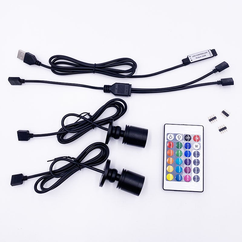 RGB Led Spotlight USB 5V Dimmable Colour Mini Ceiling Spot 1W 3W Showcase Pattern Showcase Light Room Decor 1 to 4 Remote Set