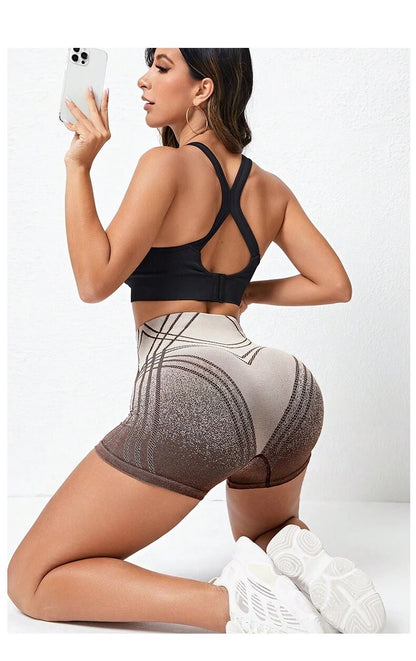 High Waist Seamless Gym Shorts for Women Mesh Breathable Compression Tummy Control Workout Athletic Exercise Seamless Shorts