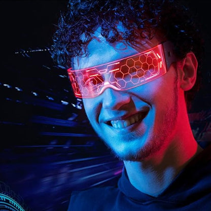 Led Luminous Glasses Bar Masquerade Concert Rave Goggles Rainbow Space Robot Futuristic Led DJ LIGHT Glasses Star Y2k Glasses