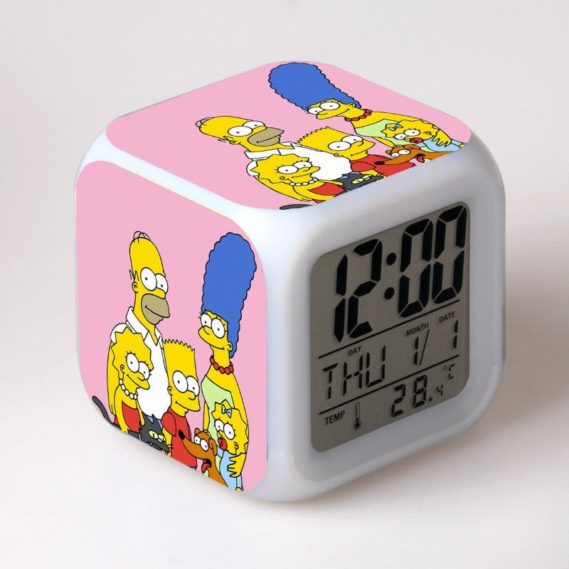 Simpsons Homer Relógio Despertador Digital LCD com Calendário Termômetro Relógio Despertador Portátil Decoração de Mesa Presentes Novo