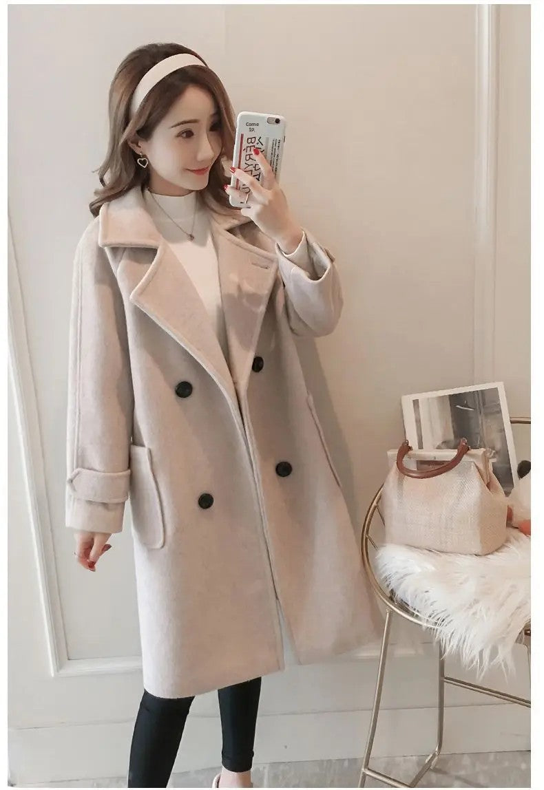 Fashionable Woolen Coat Women's Mid-Length Korean Style Hot Sale Of The Season New Spring Autumn Slimming Versatile Tweed Jacket