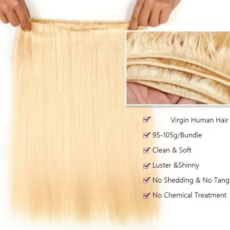 Extensões de Cabelo Humano Loiro Mel 613 com Clip de 26 a 28 Polegadas Liso Brasileiro Remy 8 Peças com Clip Para Mulheres