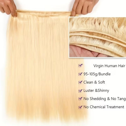 Extensões de Cabelo Humano Loiro Mel 613 com Clip de 26 a 28 Polegadas Liso Brasileiro Remy 8 Peças com Clip Para Mulheres