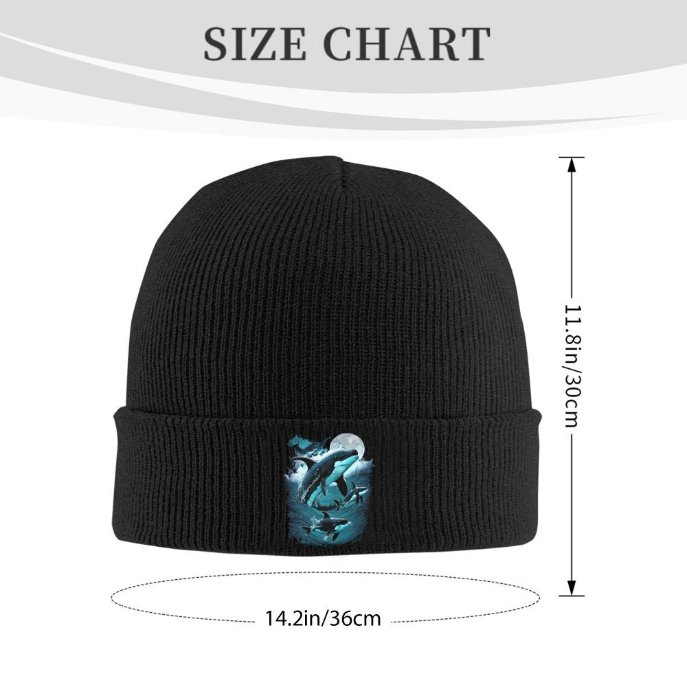Orca Aquatic Sea Ocean Top Tees Killer Whale Warm Knitted Cap Hip Hop Bonnet Hat Autumn Winter Beanies Hats for Men Women Adult