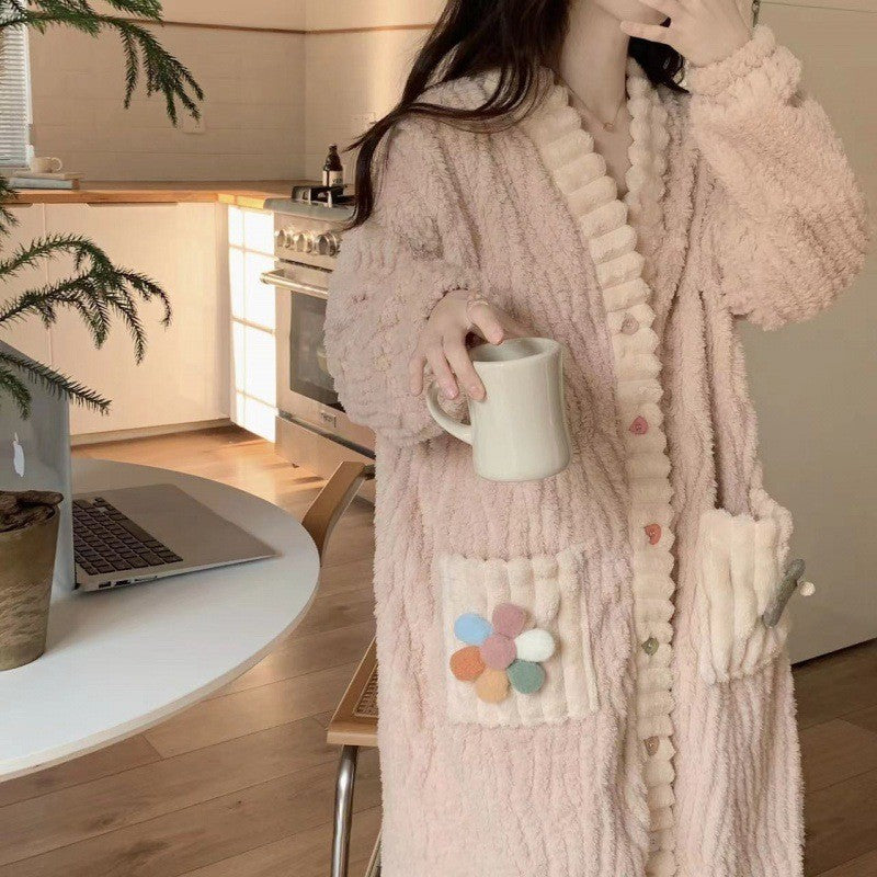 Winter Women's New Pajamas Homewear Suit Women's Fall and Winter Warm Clothes Coral Velvet Leisure Pajamas Padded Homewear