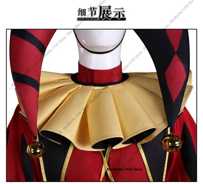 Hot The Freak Circus Pierrot Jester Harlequin Cosplay Costume Adult Clown Top Pant Wigs Joker Uniform Halloween Costume Carnival