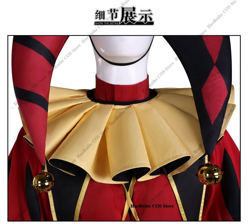 In Stock The Freak Circus Pierrot Clown Full Set Cosplay Costume Wigs Halloween Horror Roleplay Clothing Clothes Unisex Mask Hat
