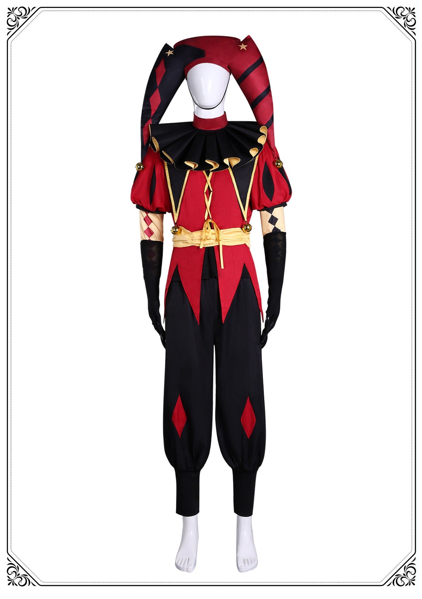Game The Freak Circus Cosplay Costume Pierrot Jester Harlequin Cosplay Adult Clown Joker Mask Uniform Halloween Carnival Outfits