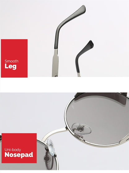 VIVIBEE Vintage Steampunk Red Sunglasses Men Round Punk Alloy Metal Retro Sun Glasses Women 2025 Goggles Gothic Style Shades