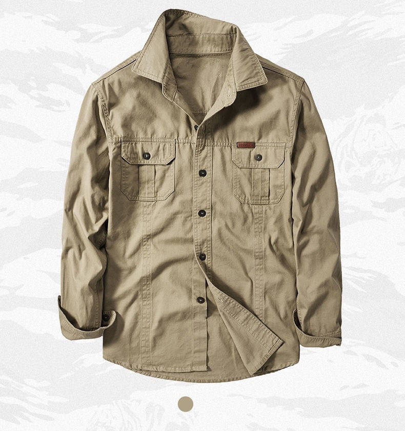 Brand Cotton Shirt Men's Spring Casual Cargo Shirts Male Long Sleeves Shirts Camiseta Masculina Plus Size 5XL 6XL