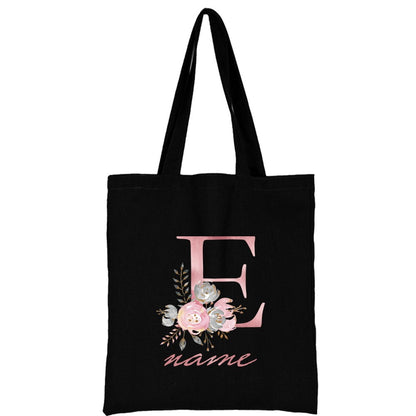 Custom Free Name Canvas Bags Women Shoulder Bag Handbags Pink Letter Beach Bags Tote Casual Woman Grocery Eco Shopping Bag