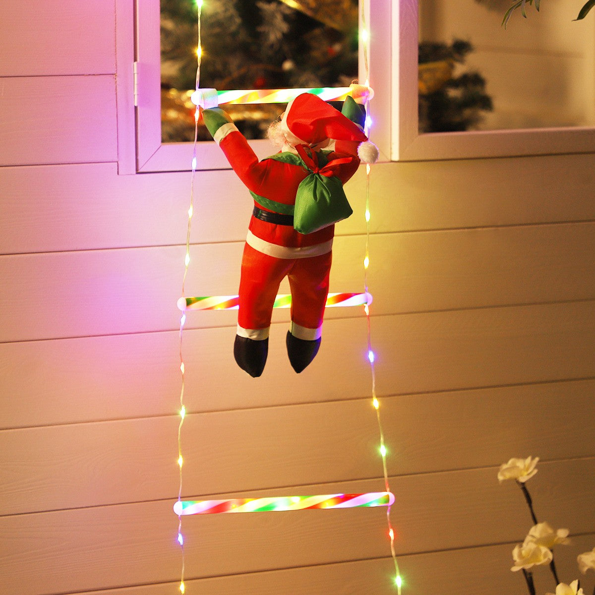 Santa Claus Ladder Light String, Suitable for Christmas Party Decoration, Christmas Lighting Decoration, Garden Decoration