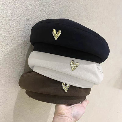Women Berets Winter Hats Vintage French Plaid Top Cap Painter Hat Autumn Winter Street Octagonal Beret Caps
