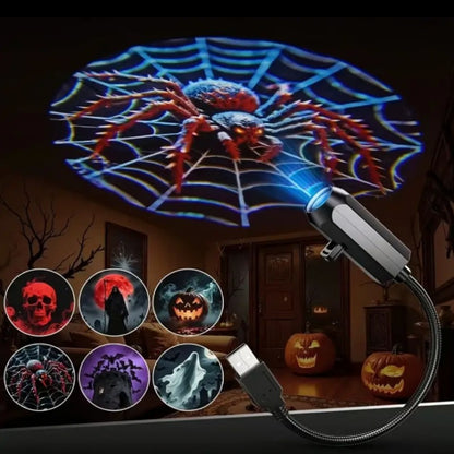 LED USB Projector Light 3/6pcs Projection Patterns - Adjustable USB Night Light for Halloween Christmas Decorations
