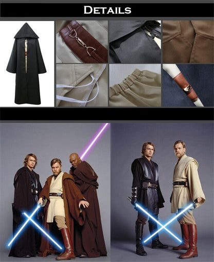 Wars Anakin Jedi Knight Cosplay Costume Hood Cape Anime Classic Movie For Men Women Halloween Fancy Brown