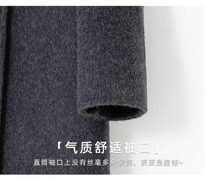 Grey Double-sided Cashmere Coat For women Slim For Autumn Winter New Winter High-end Temperament Thick Woolen Coats With belt