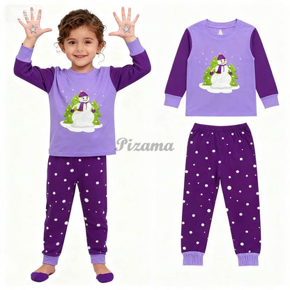 100 Cotton Girls Christmas Pajamas Sets Kids Pyjamas Penguin Snowman Pijama Xmas Homewear Baby Sleepwear Children Nightwear Pjs