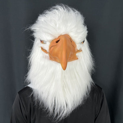 White Eagle Latex Mask – Realistic Bird Head Costume Feathers For Adults Halloween Party Cosplay Animal Prop Masquerade Carnival