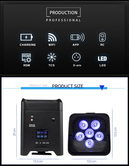 SHEHDS 4Pcs/6pcs/8pcs Wireless Remote Control Wifi APP Smart LED Par 6x18W 6in1 RGBAW+UV Battery lamp For DJ Disco