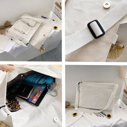 Women Simple Messenger Bag Casual Satchel Ladies Handbags Shoulder Bag Pouch Girls Sweet Printed Canvas Cross School Bags Purses