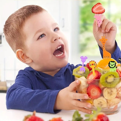 Conjunto de 10 Garfos Fofos Mini de Alta Qualidade com Tema de Animais e Frutas, Conjunto de Garfos de Frutas Reutilizáveis com Tema de Desenho Animado para Festa de Natal, Lanches, Bolos e Sobremesas
