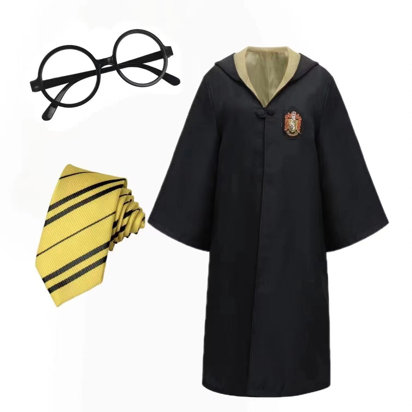 Adult Kids Wizard Robe Magic Academy Dress Up Clothes with Glasses DIY Festival Makeup Clothes Party Cosplay Dressup Supplies