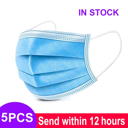 Mouth Masks 3-layer Anti-Dust Disposable Mascarillas  Non Woven Meltblown Cloth Masks Elastic Ear Loop Face Mask