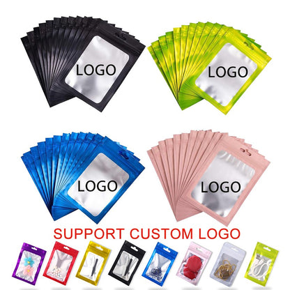 100 pieces support customized printing of logos, gifts, plastic packaging bags, zipper bags, printed logos, polyurethane window