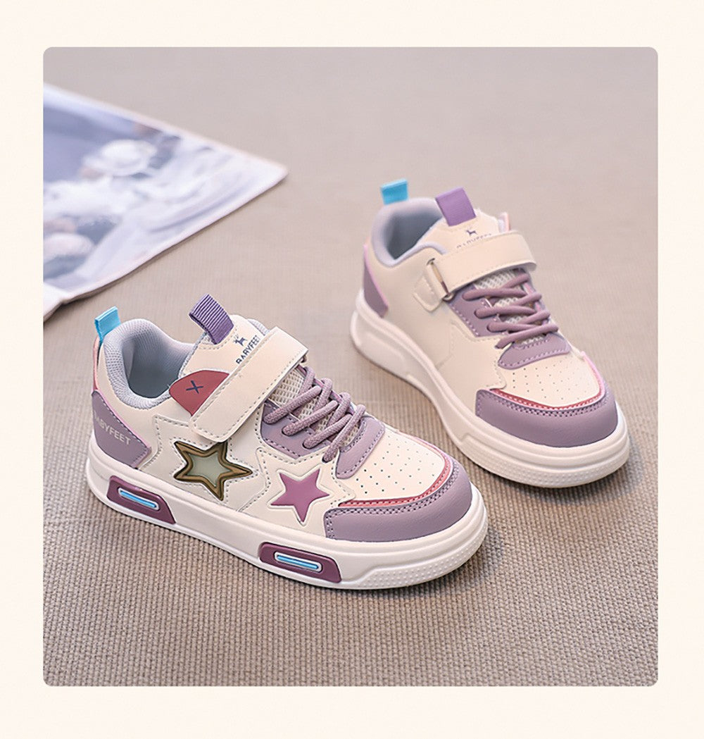 PU Leather Sport Shoes For Children 2025 Trend Fashion Teenager Girl's Sneakers Anti-slippery Kid's Tennis Shoes Running Shoes