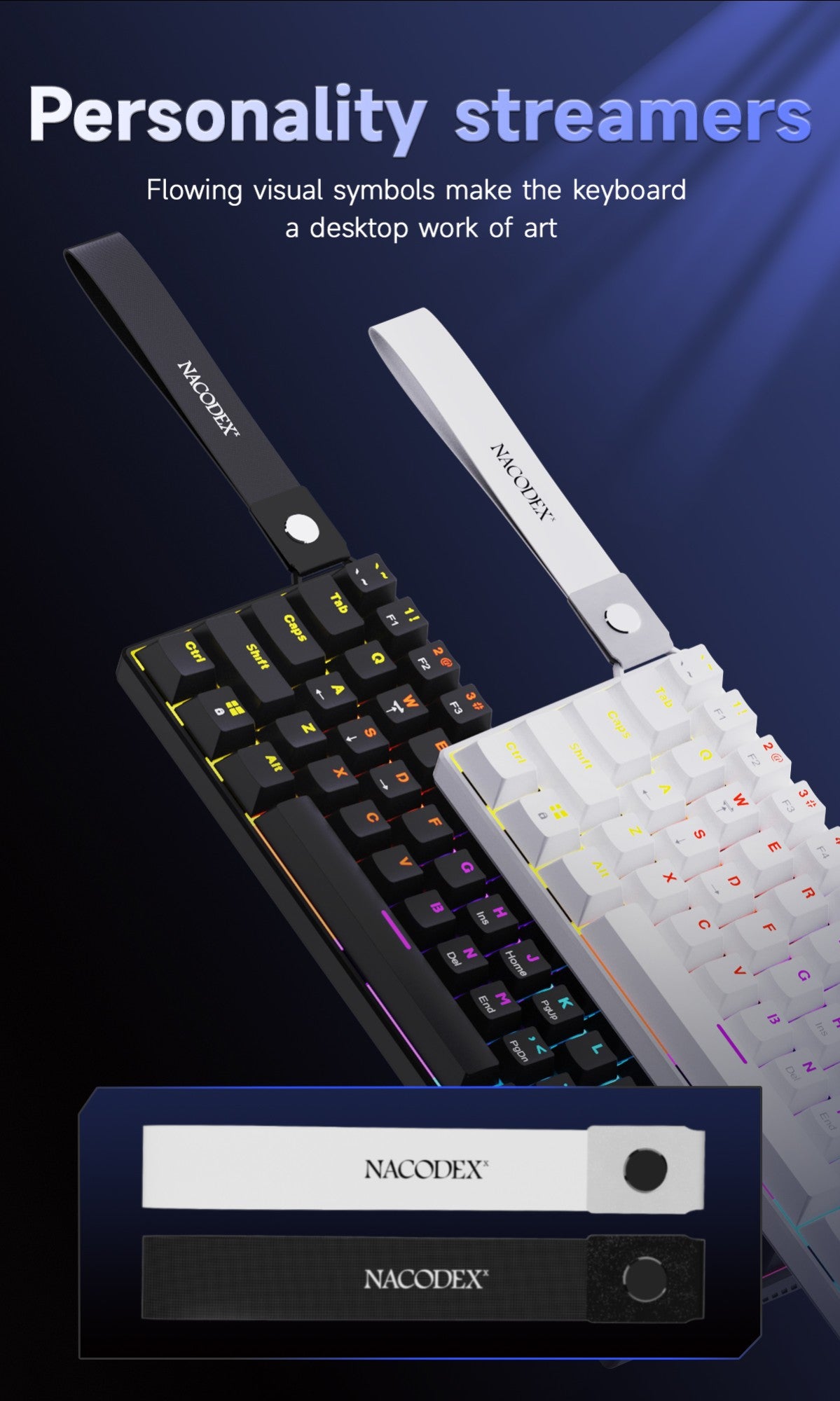 Teclado Mecânico Gamer com Fio Ajazz NK61 Efeitos de Iluminação RGB Suporta Teclas Hot-Swappable 61 Teclas Teclado Mecânico Gamer