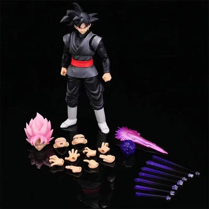 Novo Boneco Articulado de Anime Dragon Ball Black Goku Zamasu de 14cm - Versão Filme Super Saiyajin Dbz com Vários Acessórios