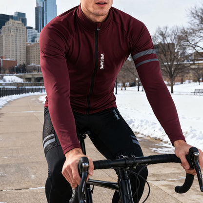 WOSAWE Winter Men's Cycling Jacket Waterproof Windproof Thermal Fleece Bike Jersey MTB Road Cycling Snowboarding Ski Jacket Coat