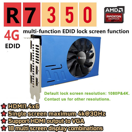 SRhonyra AMD R7 350 Graphics Card Multi- display 2/4GB GDDR5 128bit 6 HDMI Multi Screen Splicing Video Card GPU EDID