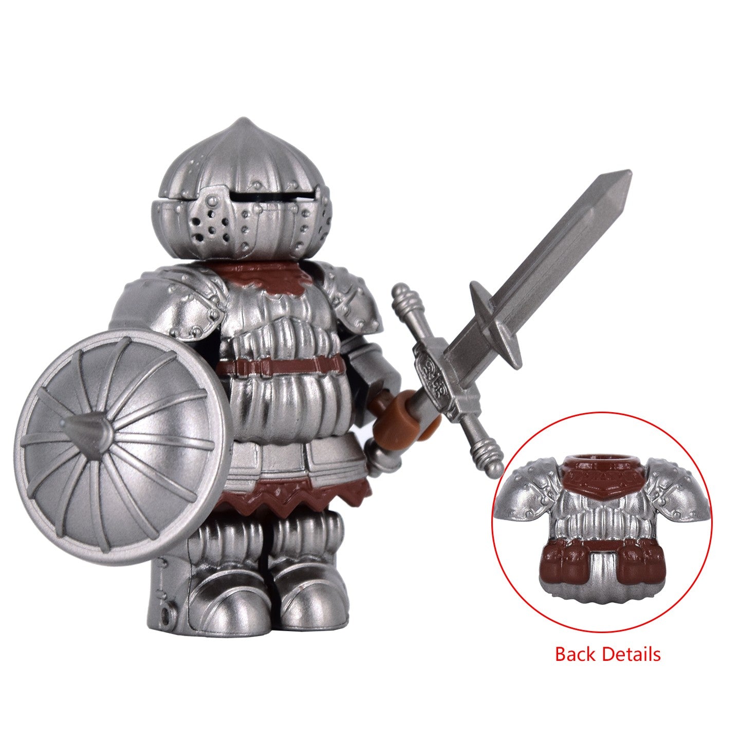 Miniatura de Cavaleiro da Cebola Medieval com Armadura Detalhada de Cavaleiro Negro e Blocos de Montar de Escudo Intercambiável