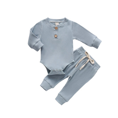 Ma&Baby 0-24M Newborn Infant Knit Baby Boy Girl Clothes Set Long Sleeve Button Romper Pants Outfits Autumn Spring Baby Clothing