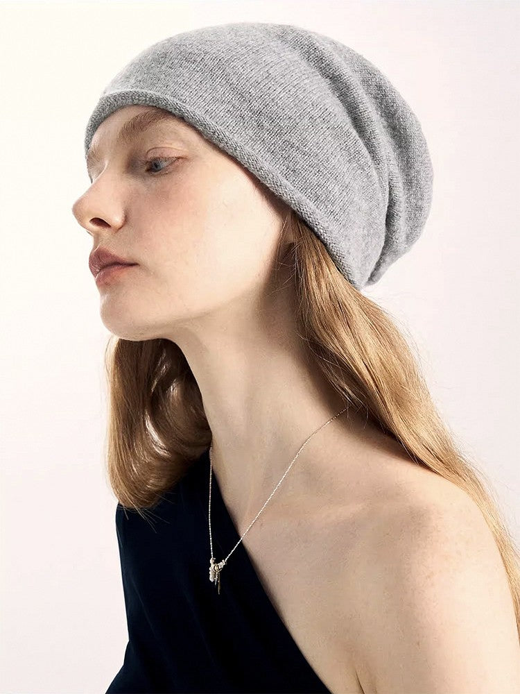 100% Cashmere Beanies Stocking Cap Women Men Seamless Knitted Woolen Hat Soild Colour Autumn Winter