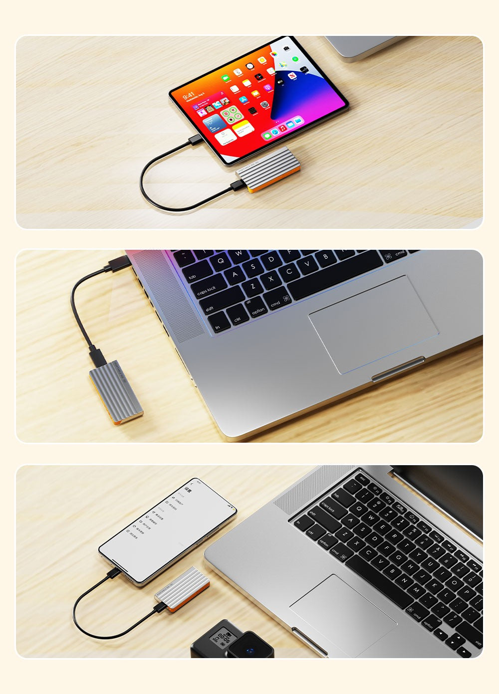 CUSU 1TB External SSD Drive 512GB Portable SSD 256GB 2TB Solid State Drive Type-C for Phone Laptop