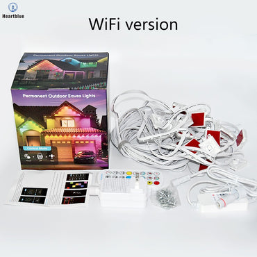 External Permanent RGB IC Waterproof Smart Light String, with Music-Synchronized Dynamic Lighting Effects for Holiday Decoration