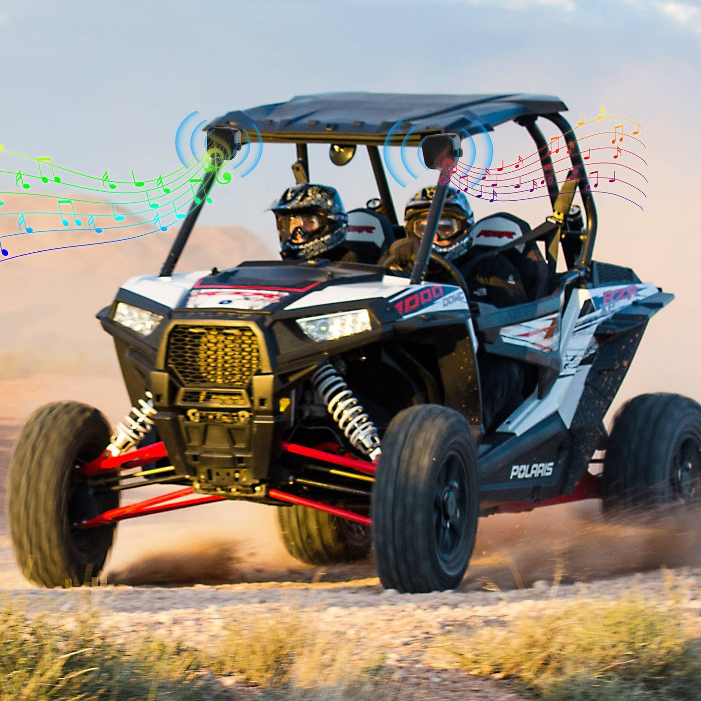 Alto-falantes Bluetooth marinhos à prova d'água Herdio 4" 100W para serviço pesado, montados em superfície para trailer, minicarregadeira, quadriciclo, UTV, RZR, carrinho de golfe