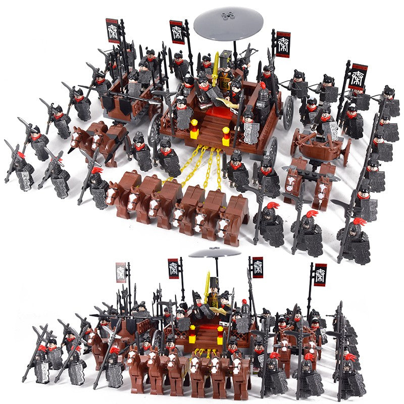 MOC Império Romano Exército Espartano Soldado Medieval Carruagem Blocos de Montar Tijolos Brinquedos de Capacete de Guerra Militar Antiga Para Crianças