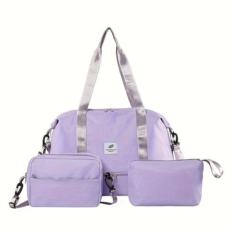 Conjunto de 3 malas de viagem em nylon, bolsa de bagagem moderna de grande capacidade, bolsa de ginástica e esporte com alça transversal, adequada para uso diário