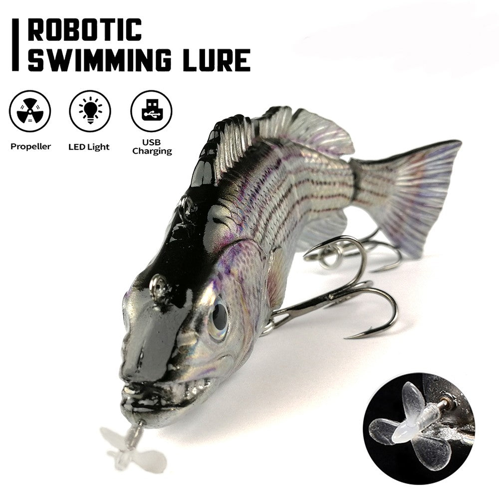 Iscas Robóticas de Natação 130mm 4 Segmentos Swimbait 35/54g Pesca Auto Elétrica Wobblers Recarregável USB Luz LED Para Baixo e Lúcio